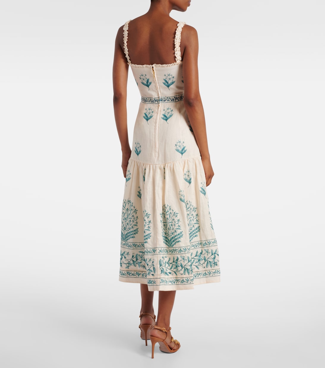 Nispero Ceiba floral linen midi dress | Agua by Agua Bendita