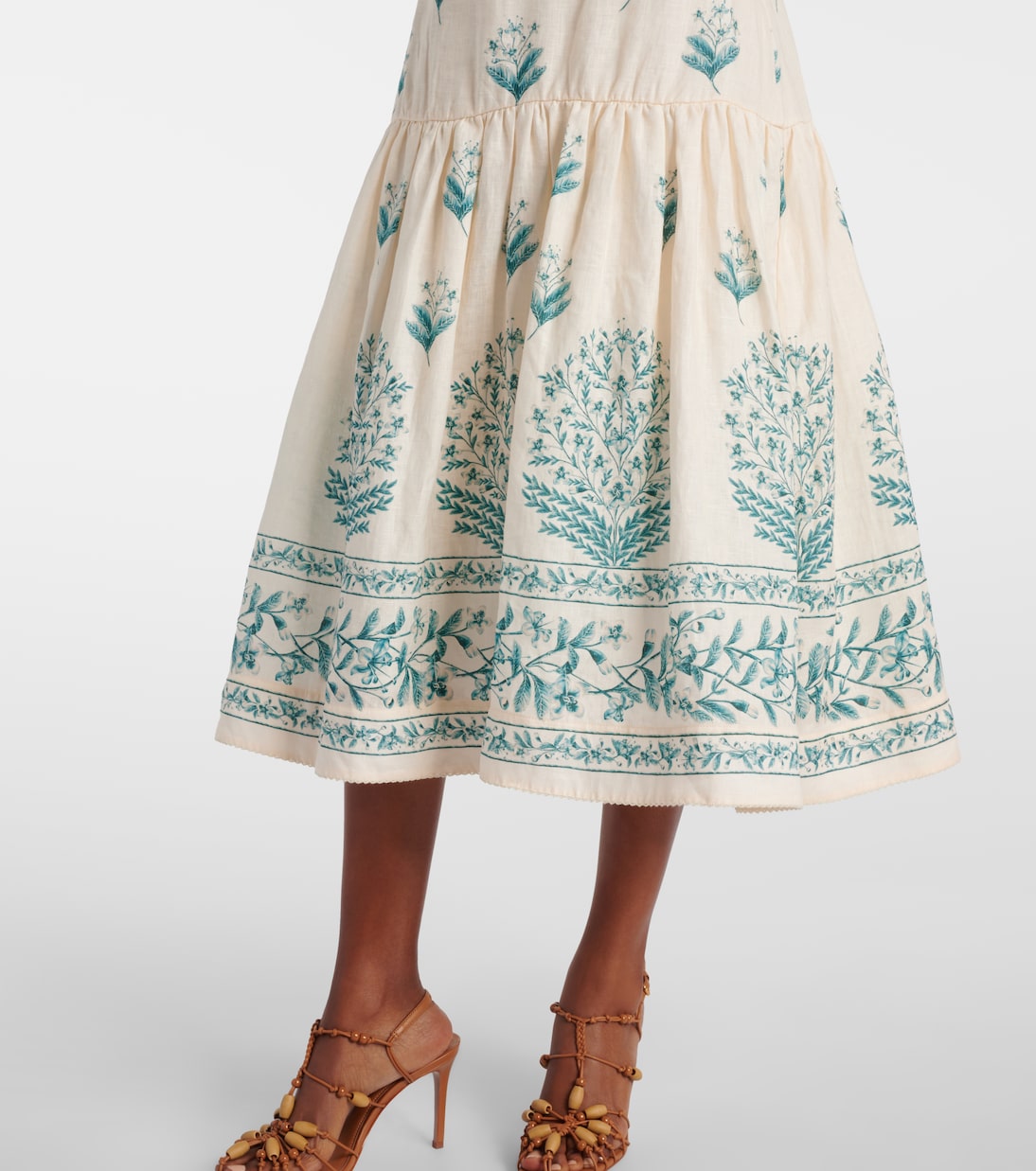 Nispero Ceiba floral linen midi dress | Agua by Agua Bendita