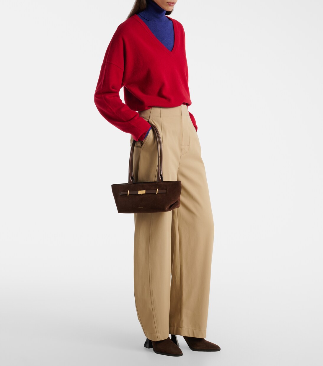 Schultertasche New York aus Veloursleder | DeMellier