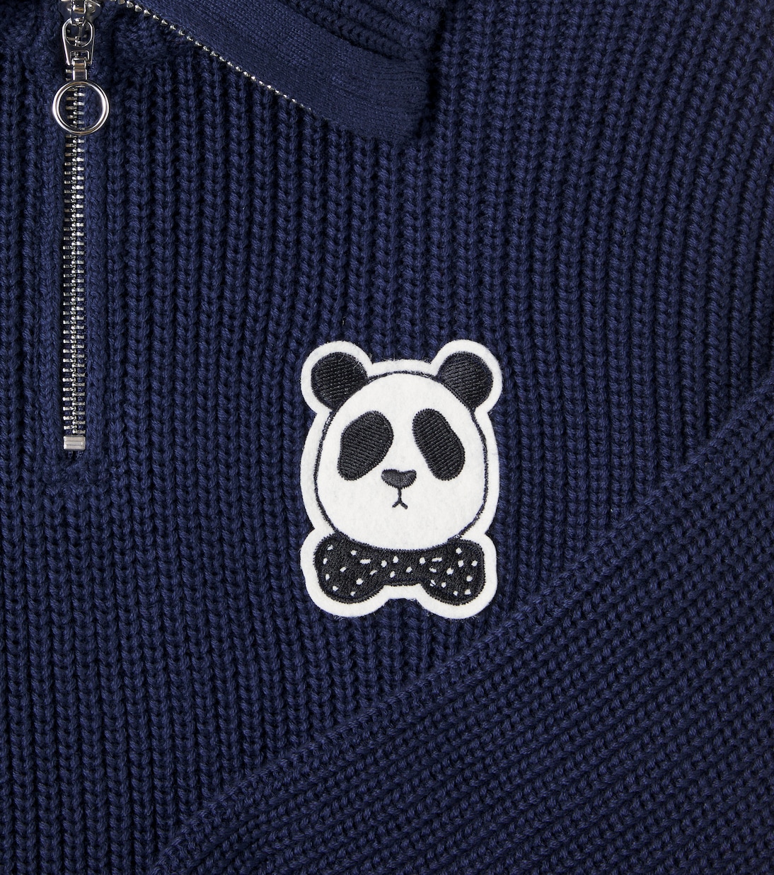 Panda cotton half-zip sweater | Mini Rodini