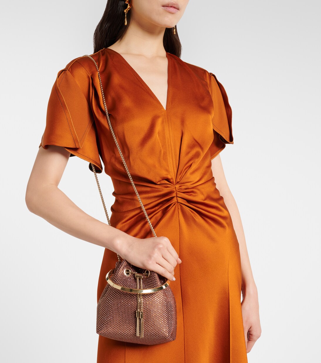 Bon Bon Small embellished satin bucket bag | Jimmy Choo