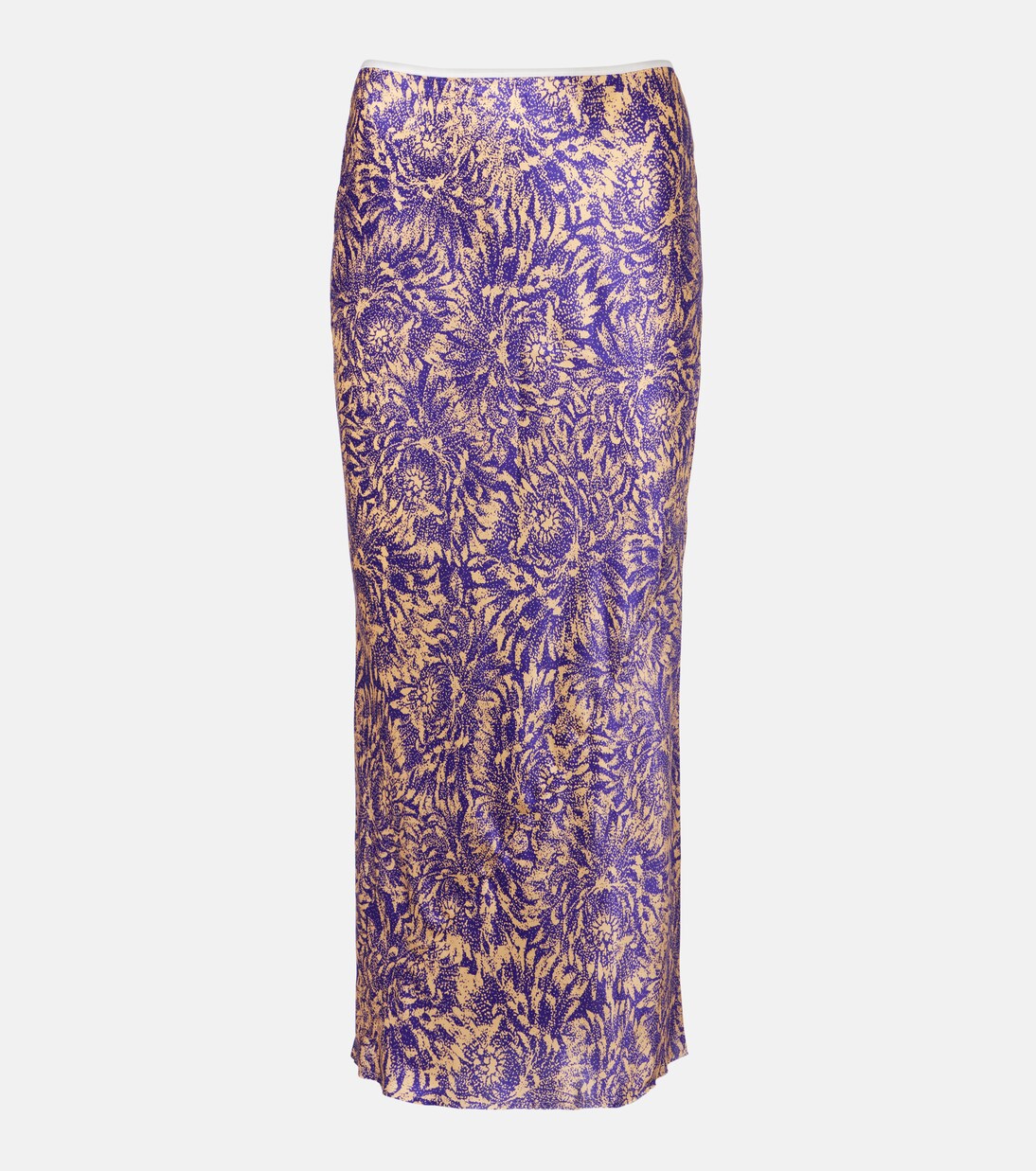 Floral silk satin midi skirt | Dries Van Noten