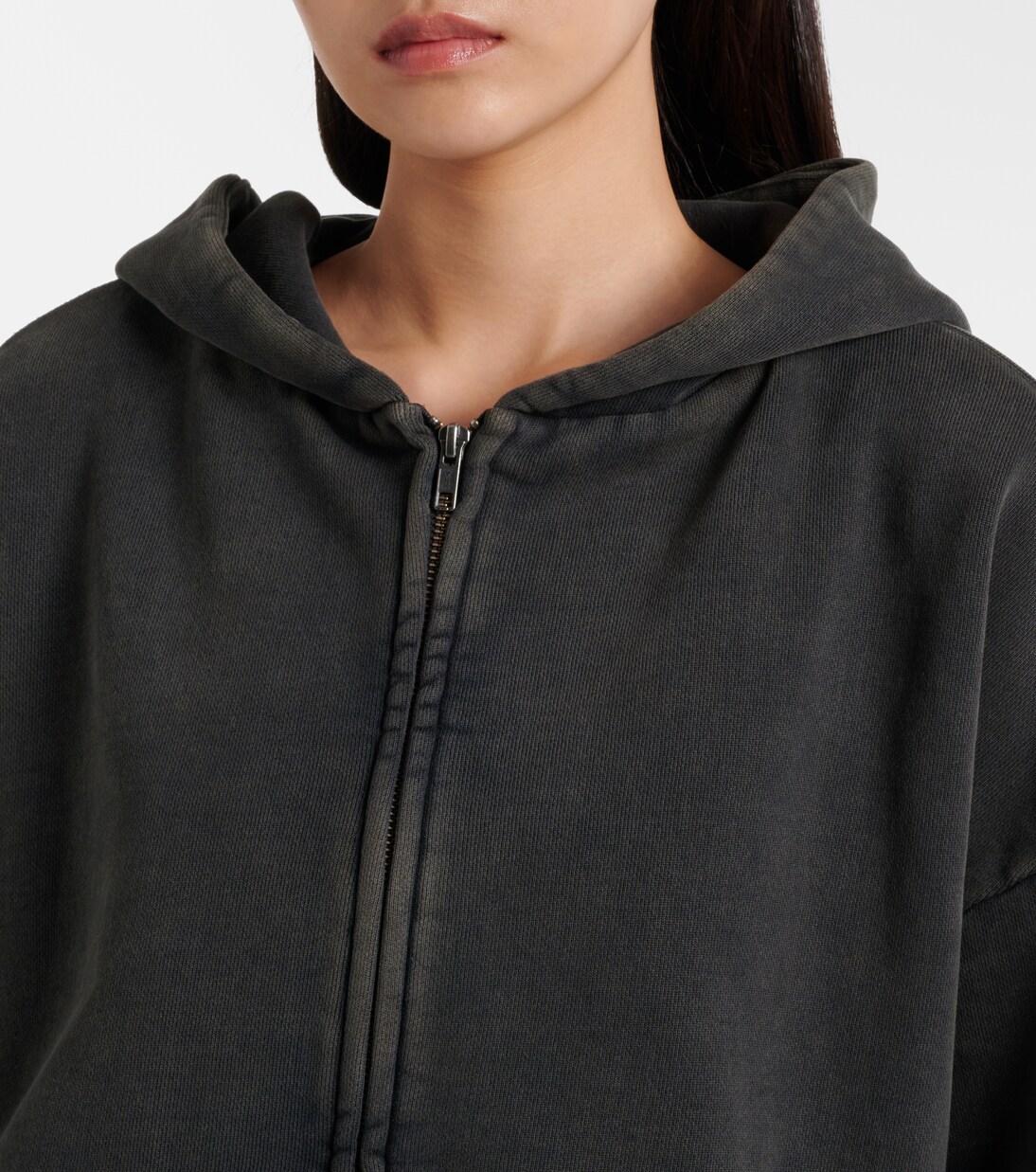 Thermal cotton fleece zip-up hoodie  | Entire Studios