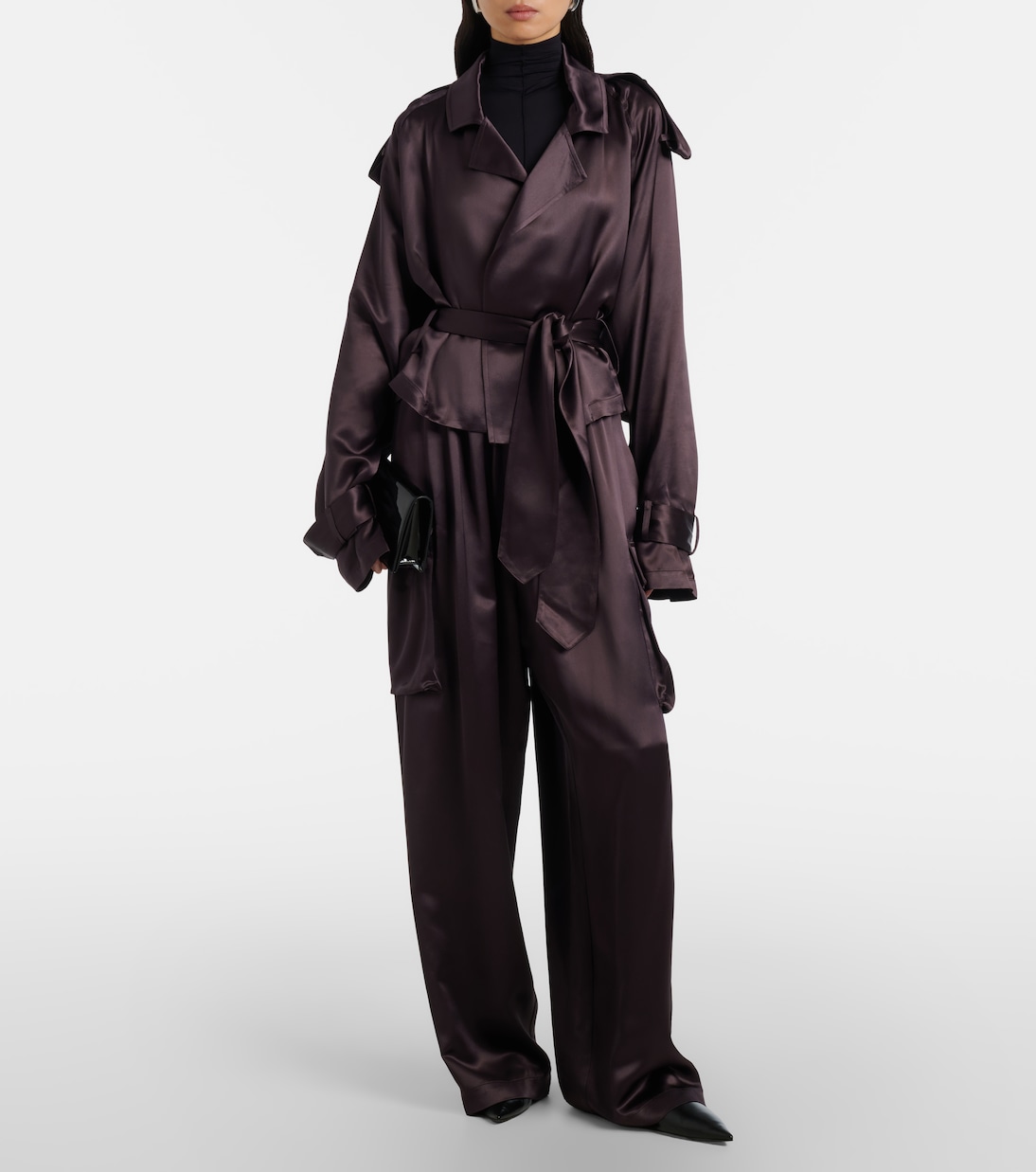 Cropped-Trenchcoat Simona aus Satin | The Frankie Shop