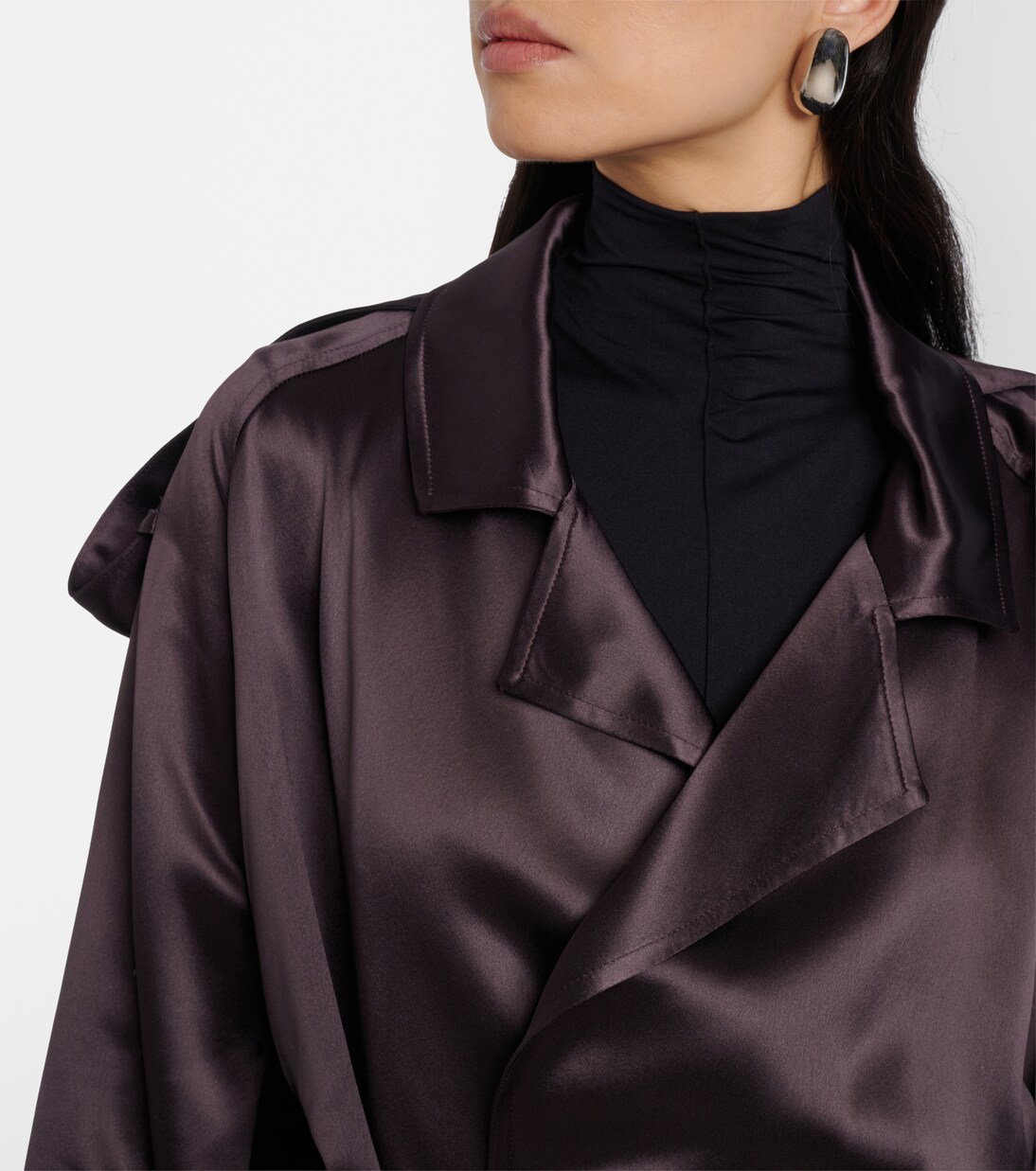 Cropped-Trenchcoat Simona aus Satin | The Frankie Shop