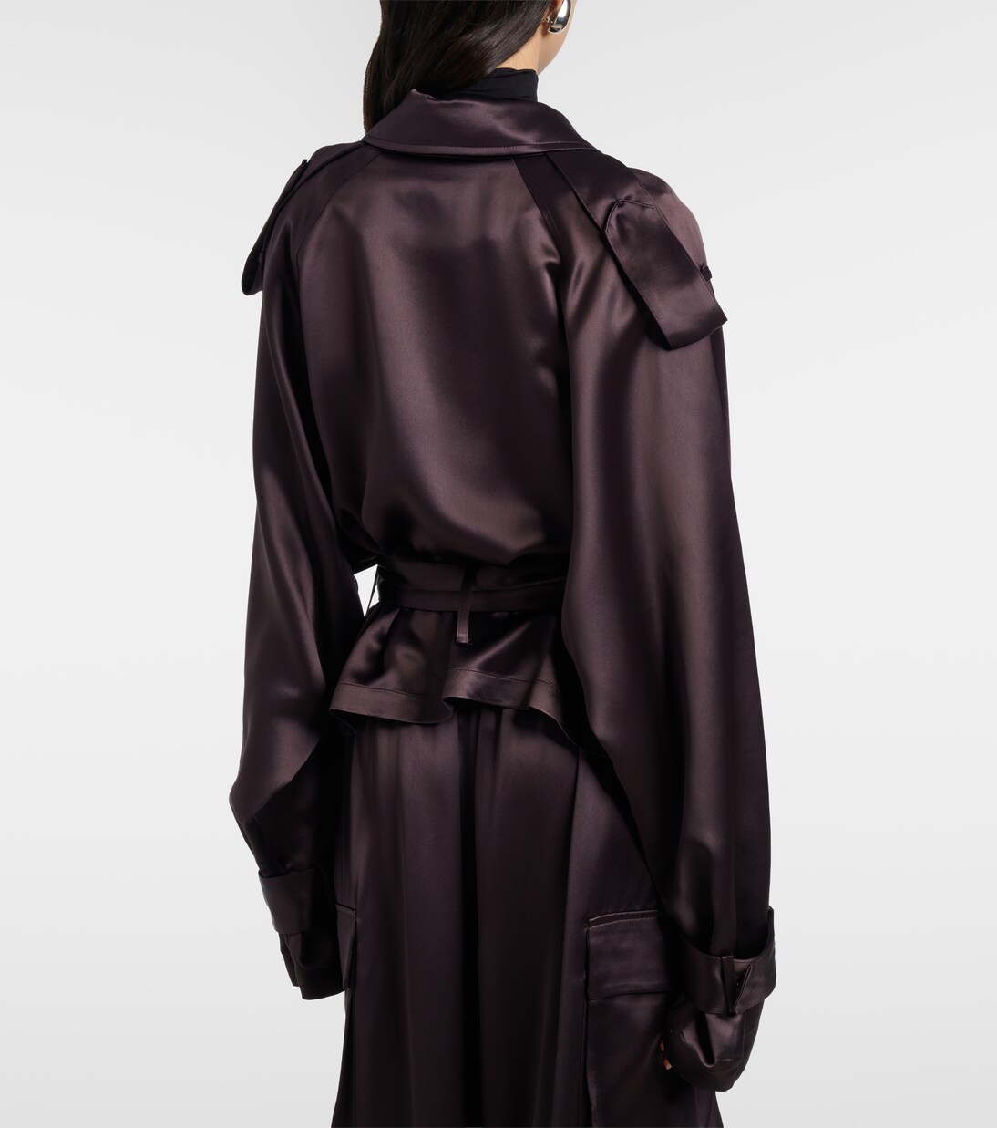 Cropped-Trenchcoat Simona aus Satin | The Frankie Shop