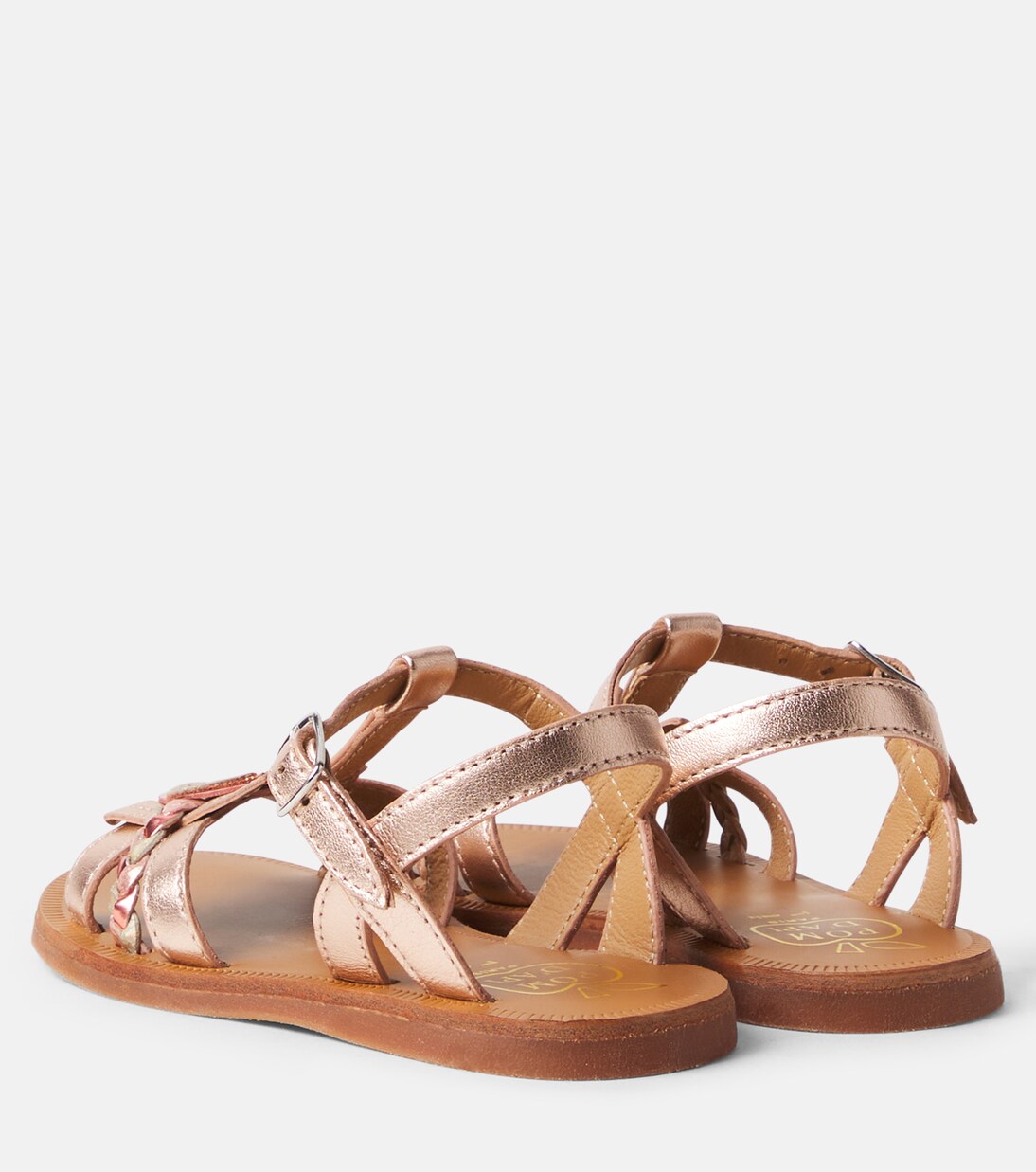 Sandalias Plagette Alto de piel metalizada | Pom d'Api