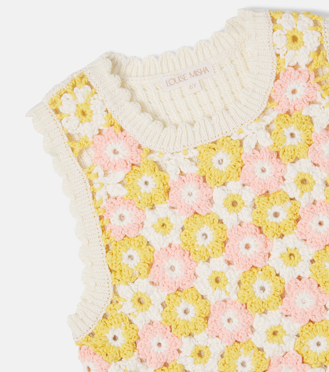 Pull sans manches Rynia en coton et crochet | Louise Misha