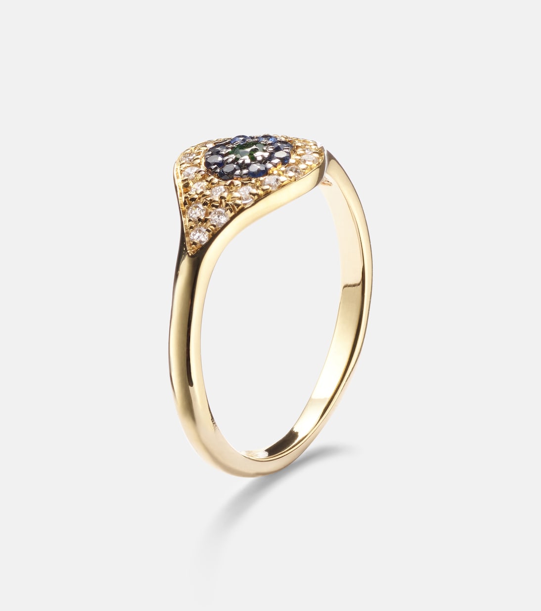 Bague Cats Eye en or 18 ct, diamants, saphirs et tsavorite | Ileana Makri