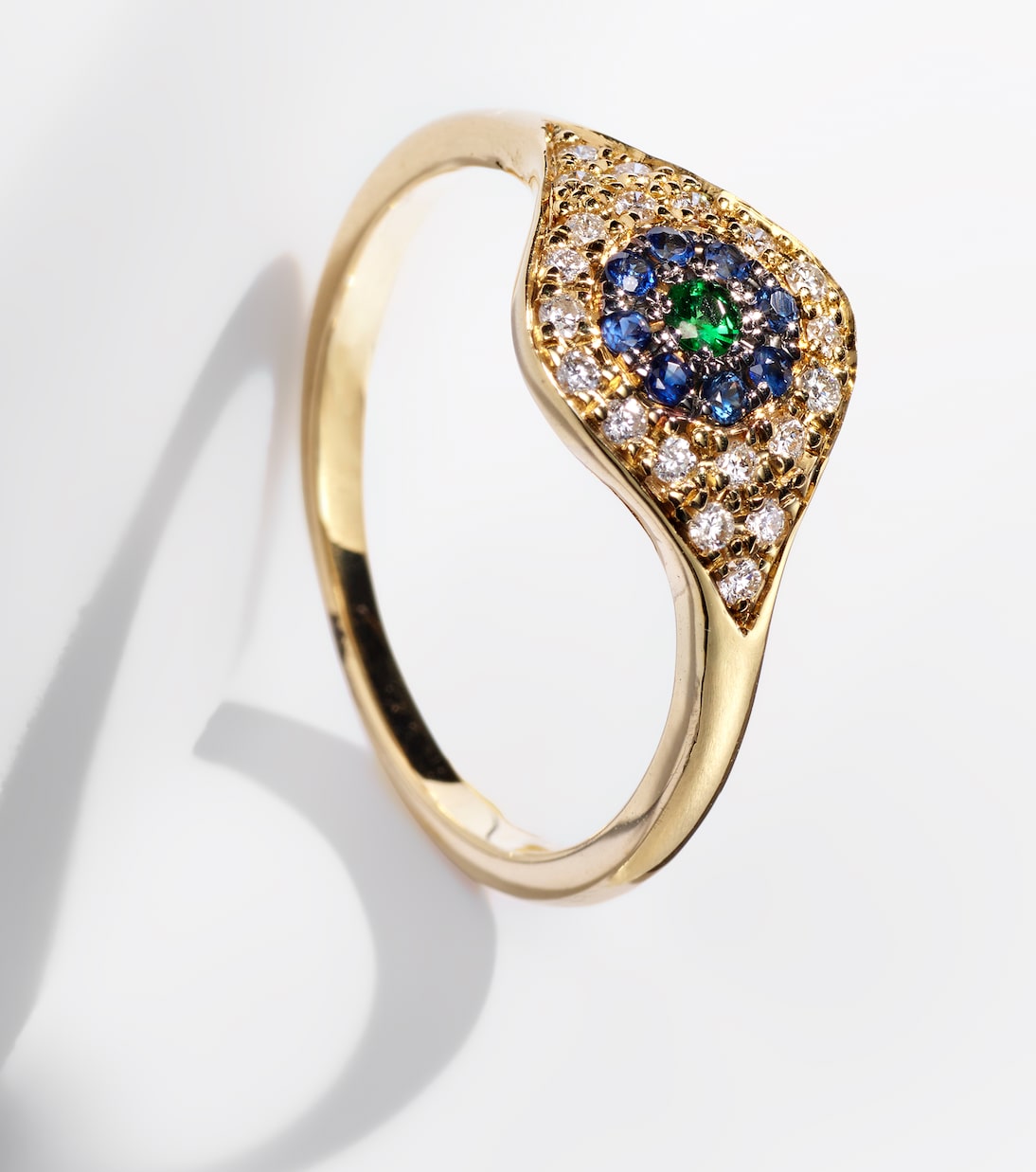 Bague Cats Eye en or 18 ct, diamants, saphirs et tsavorite | Ileana Makri