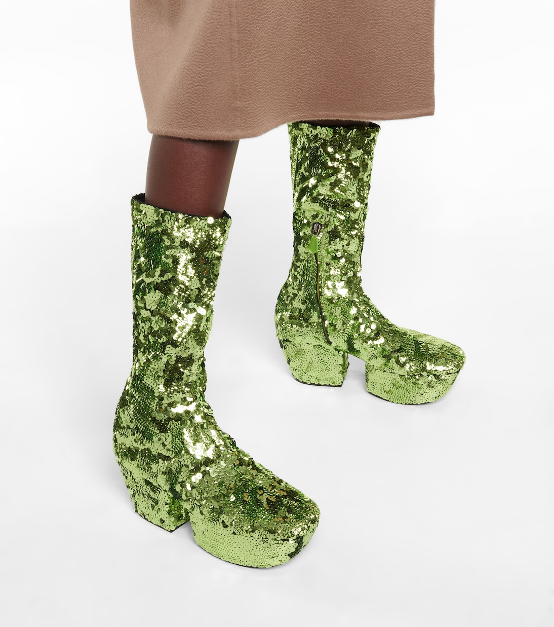 Sequined platform ankle boots | Prada