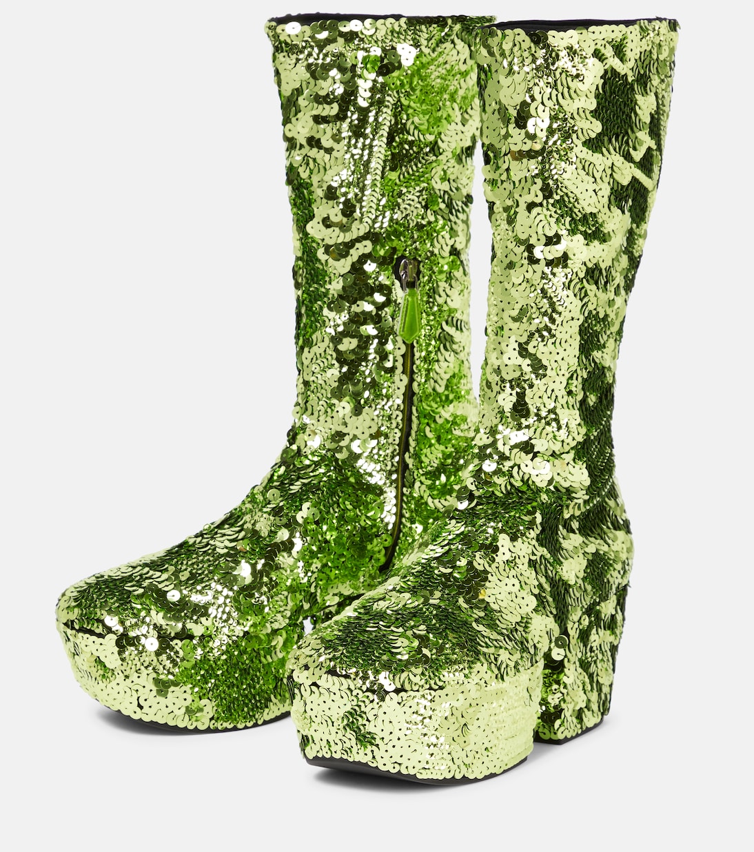 Sequined platform ankle boots | Prada