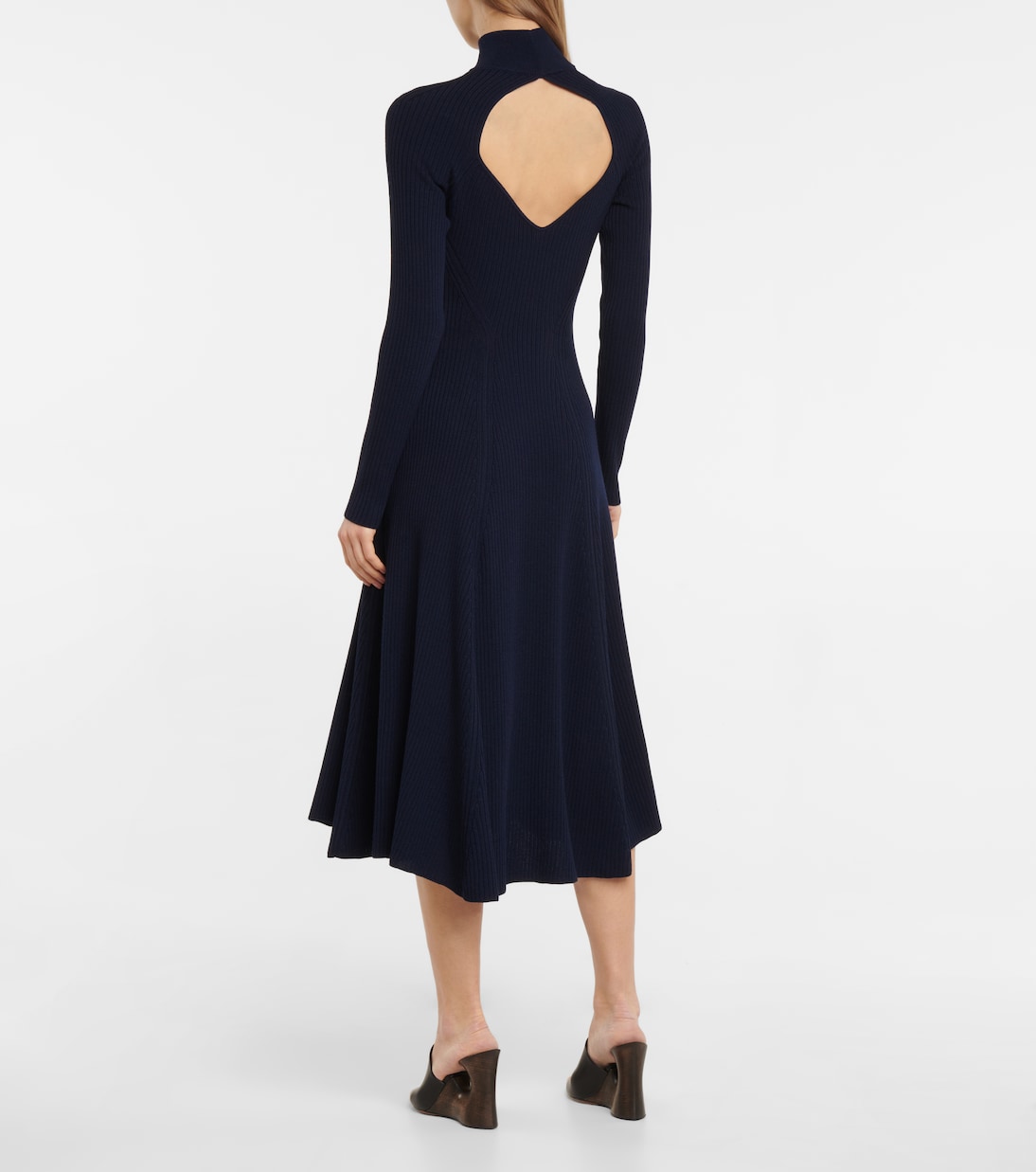 Abito midi in misto lana a coste | Alaïa