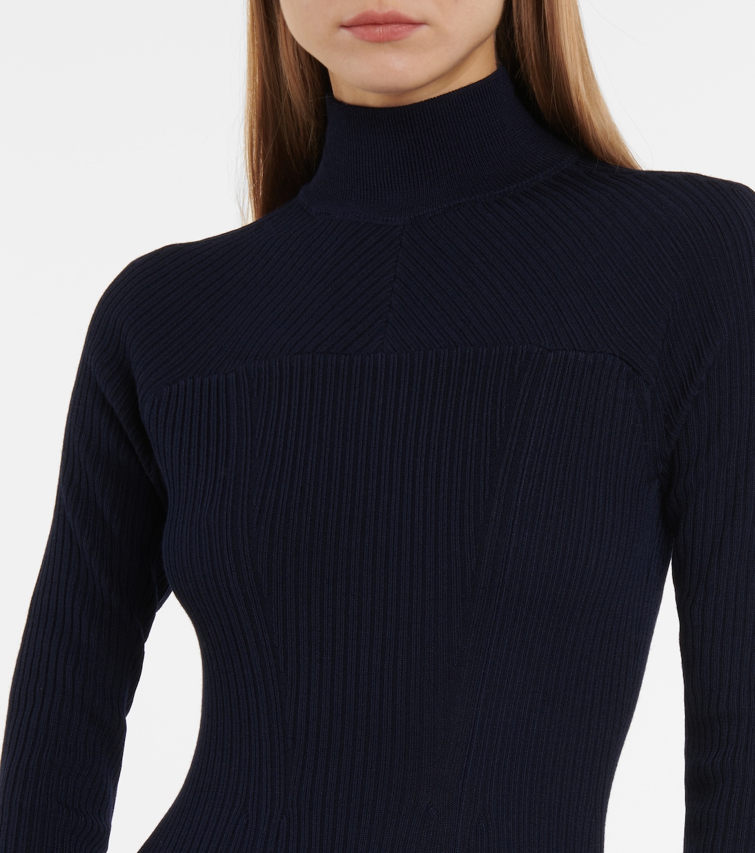 Abito midi in misto lana a coste | Alaïa