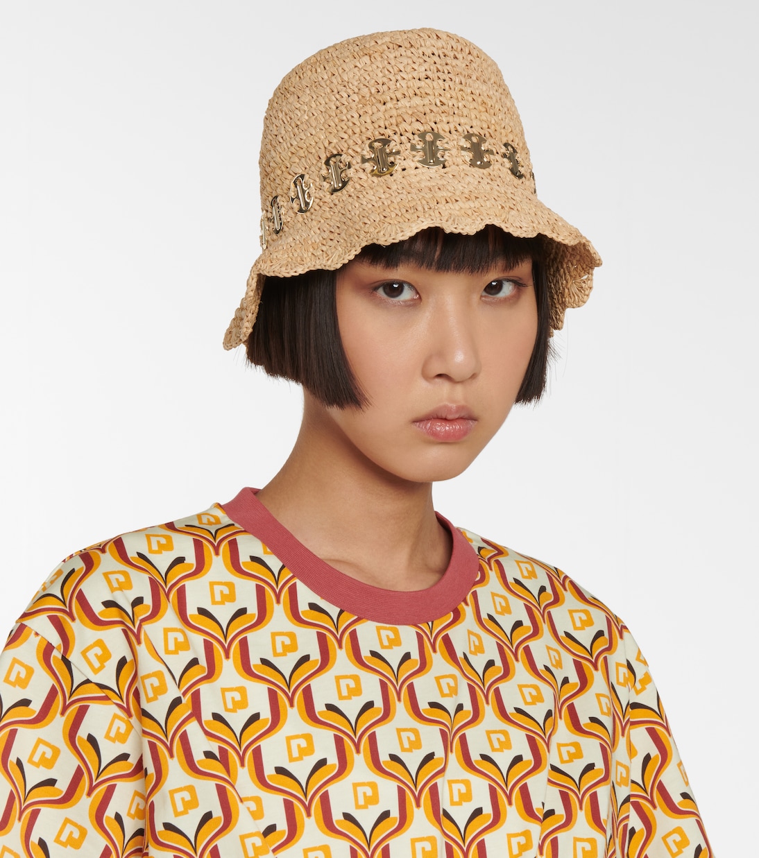Embellished raffia bucket hat | Rabanne