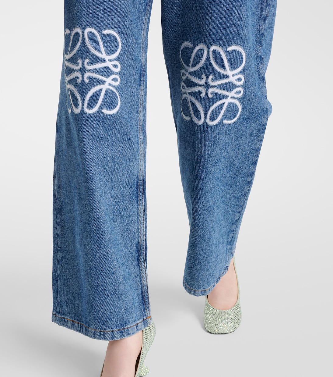 Jeans anchos con anagrama de tiro alto | Loewe