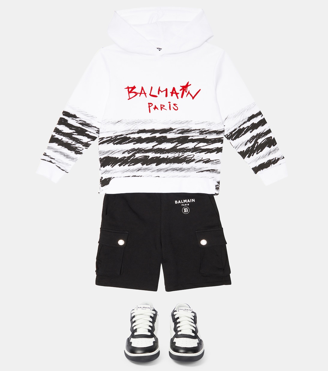 Printed cotton jersey hoodie | Balmain Kids