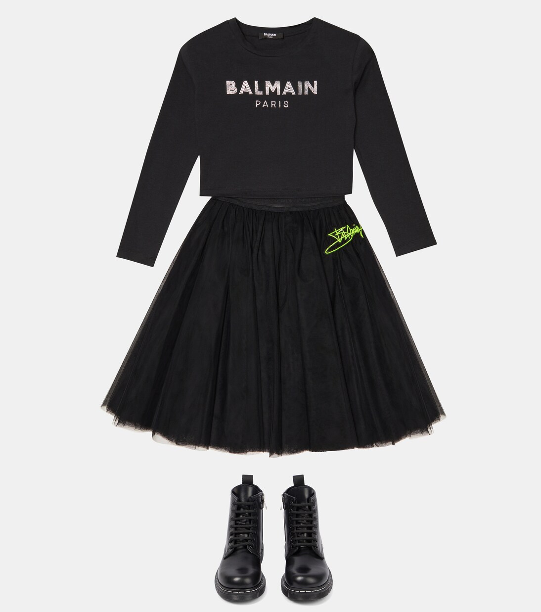Embellished tulle skirt | Balmain Kids