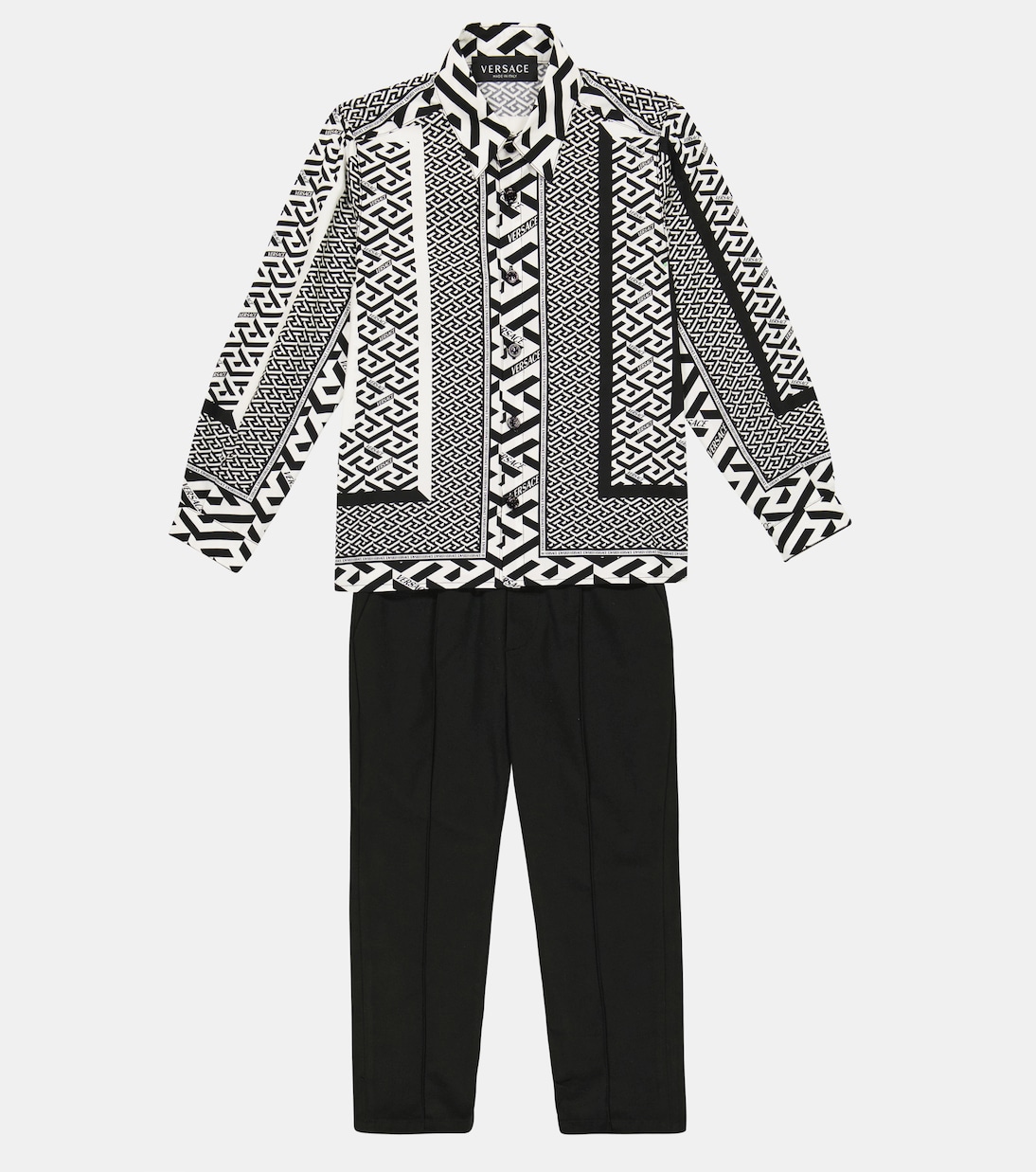 Pantalon à taille haute en coton à logo | Versace Kids