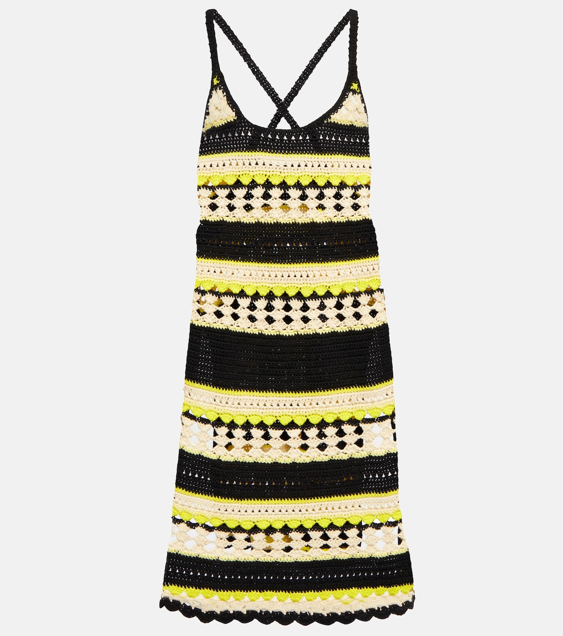 Miniabito in crochet a righe con logo | Ganni