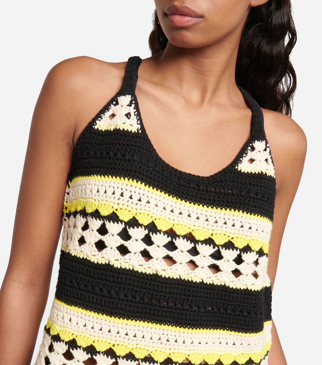 Miniabito in crochet a righe con logo | Ganni