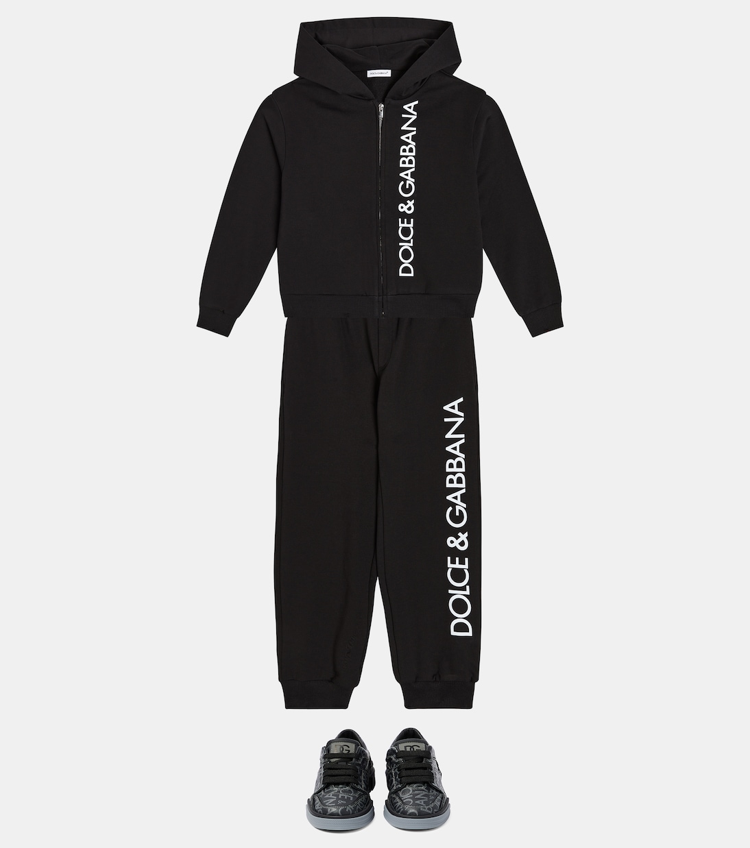 Felpa in cotone con cappuccio e logo | Dolce&Gabbana Kids
