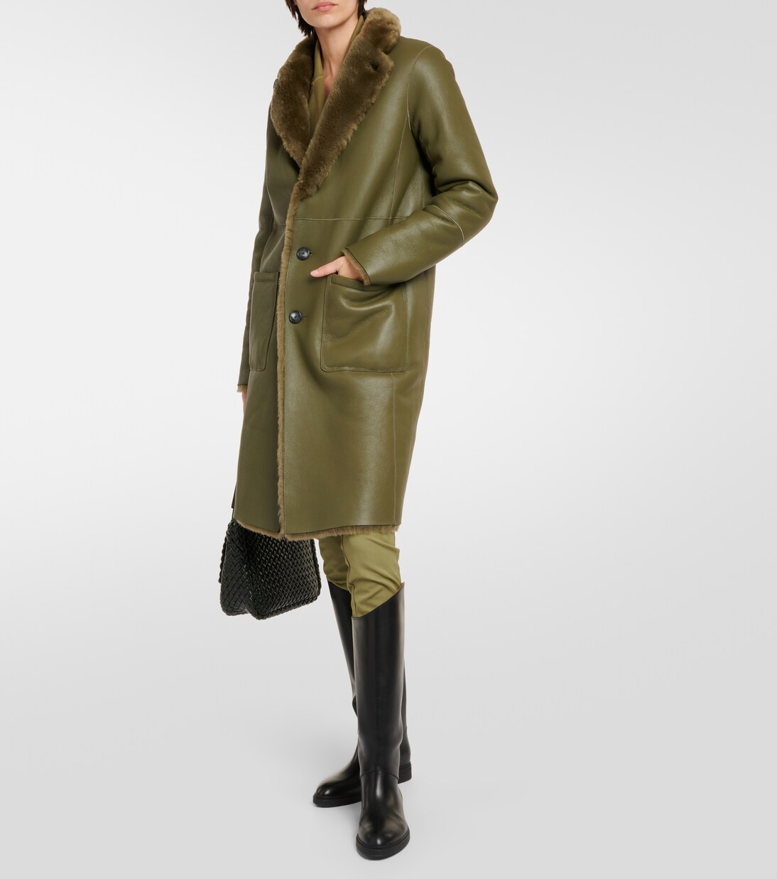 Manteau Brittany réversible en shearling et cuir | Joseph