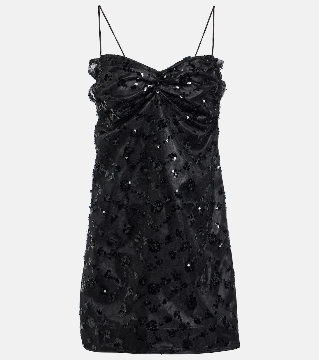 Vestido corto con lentejuelas y encaje | Ganni