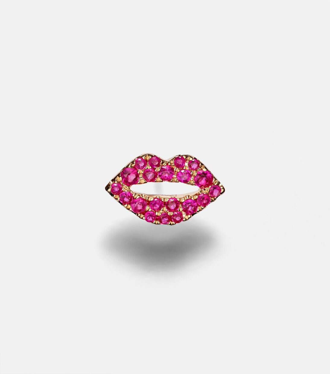 Orecchino in oro rosa 14kt con zaffiri rosa, stile moderno per giovani