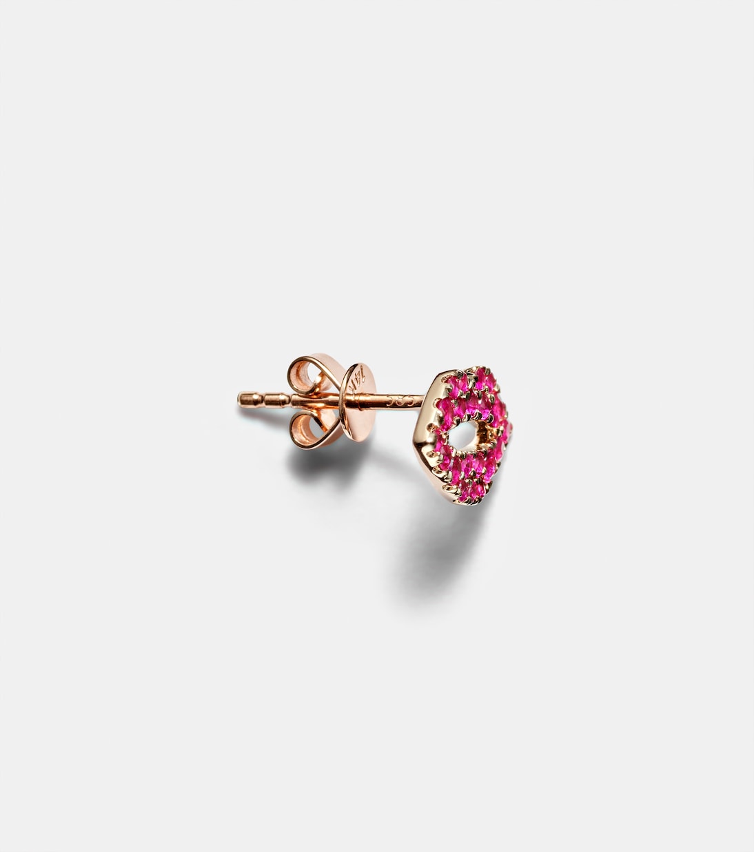 Orecchino in oro rosa 14kt con zaffiri rosa, stile moderno per giovani