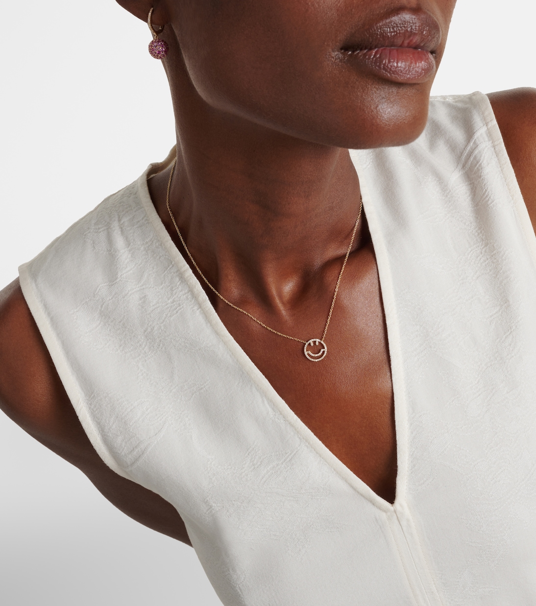 Collana Have A Nice Day in oro 14kt con diamanti | Roxanne First