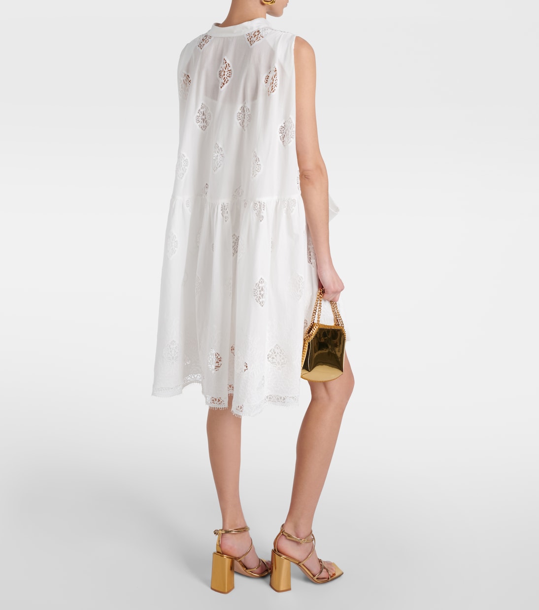 Vestido corto de mezcla de algodón bordado | Erdem