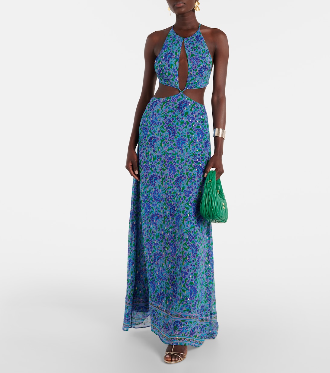 Abito lungo Lenny con cut-out e stampa | Rixo