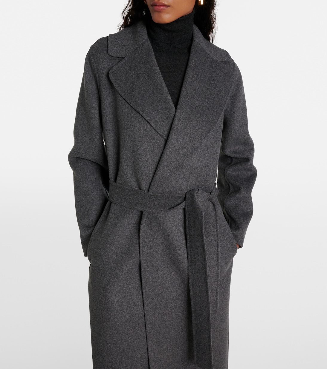 Poldo wool wrap coat in grey S Max Mara Mytheresa