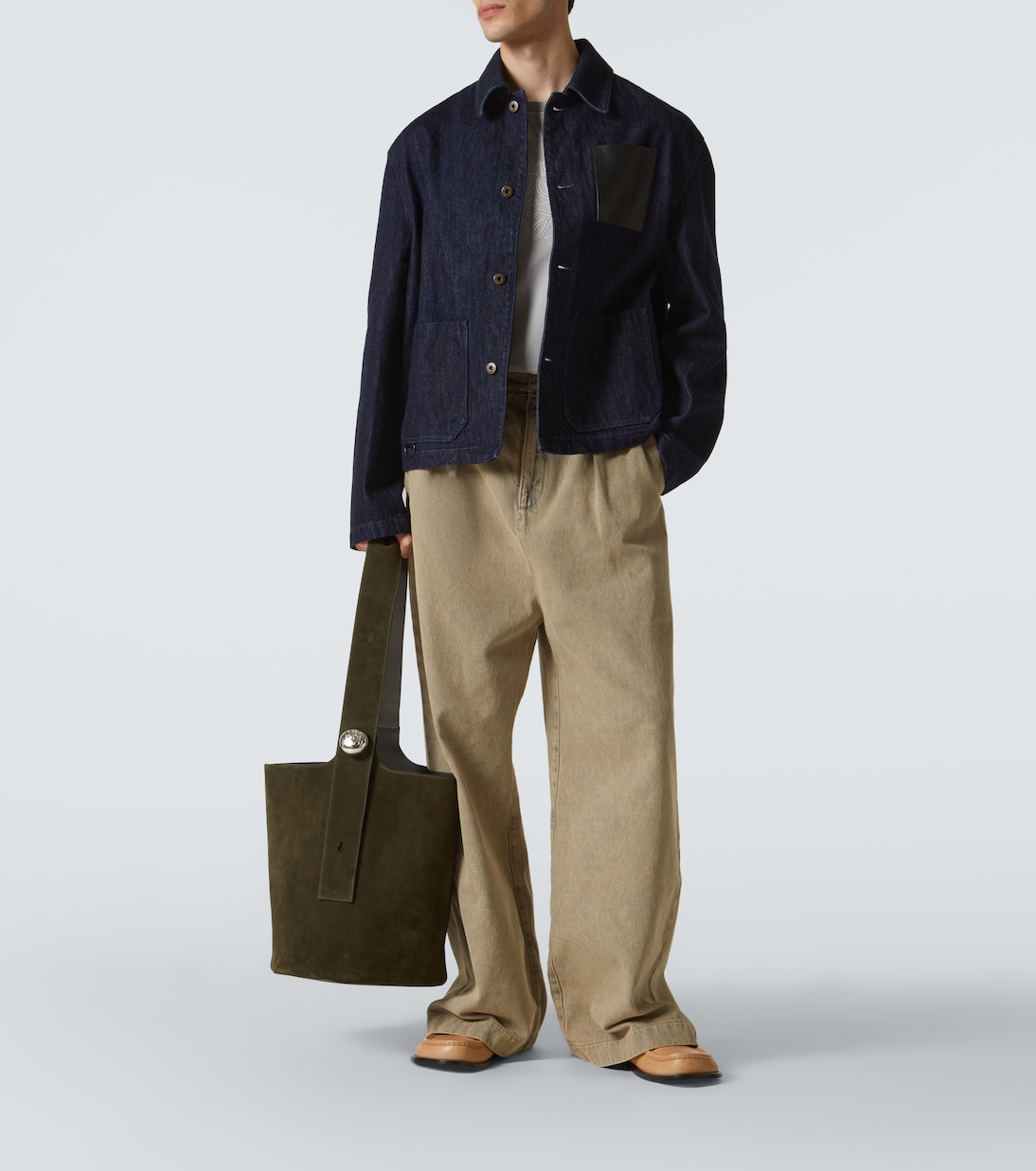 Jeansjacke mit Leder | Loewe