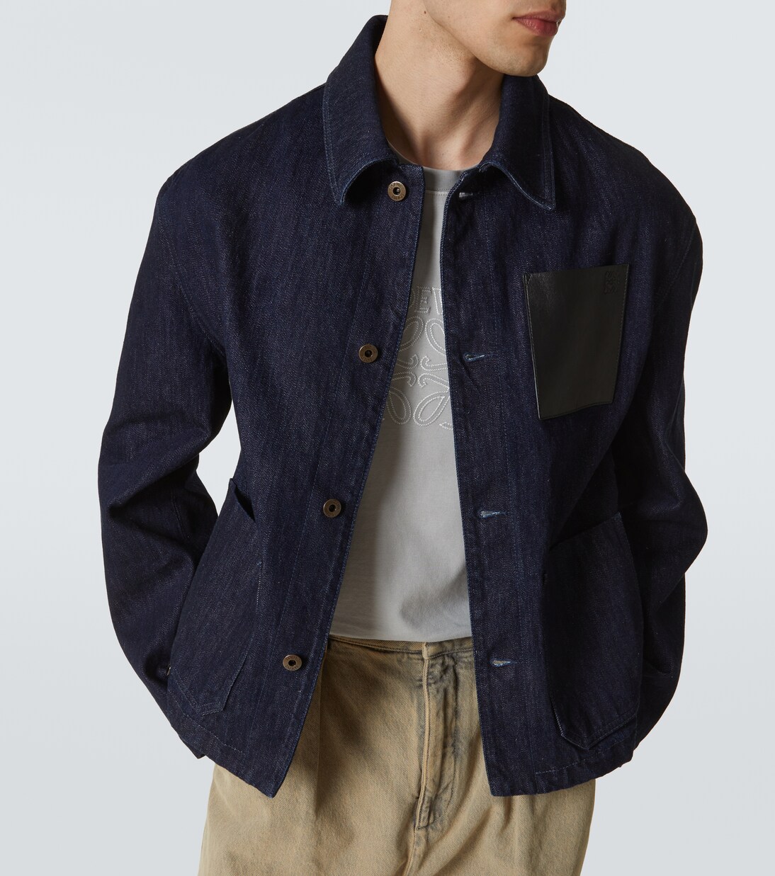 Jeansjacke mit Leder | Loewe