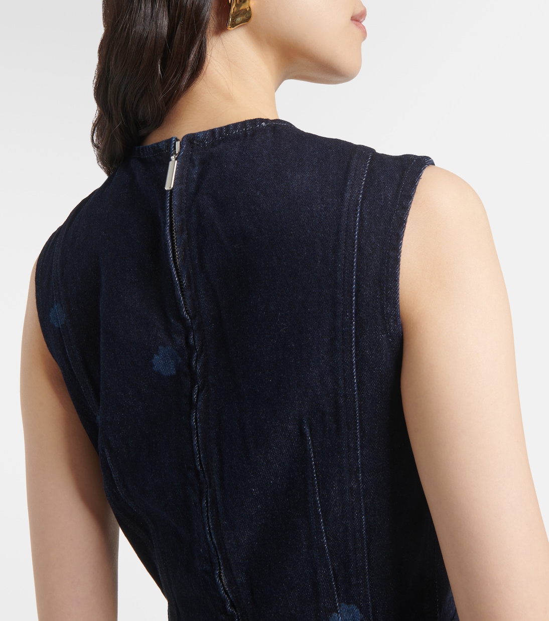 Abito midi di jeans con stampa floreale | Erdem