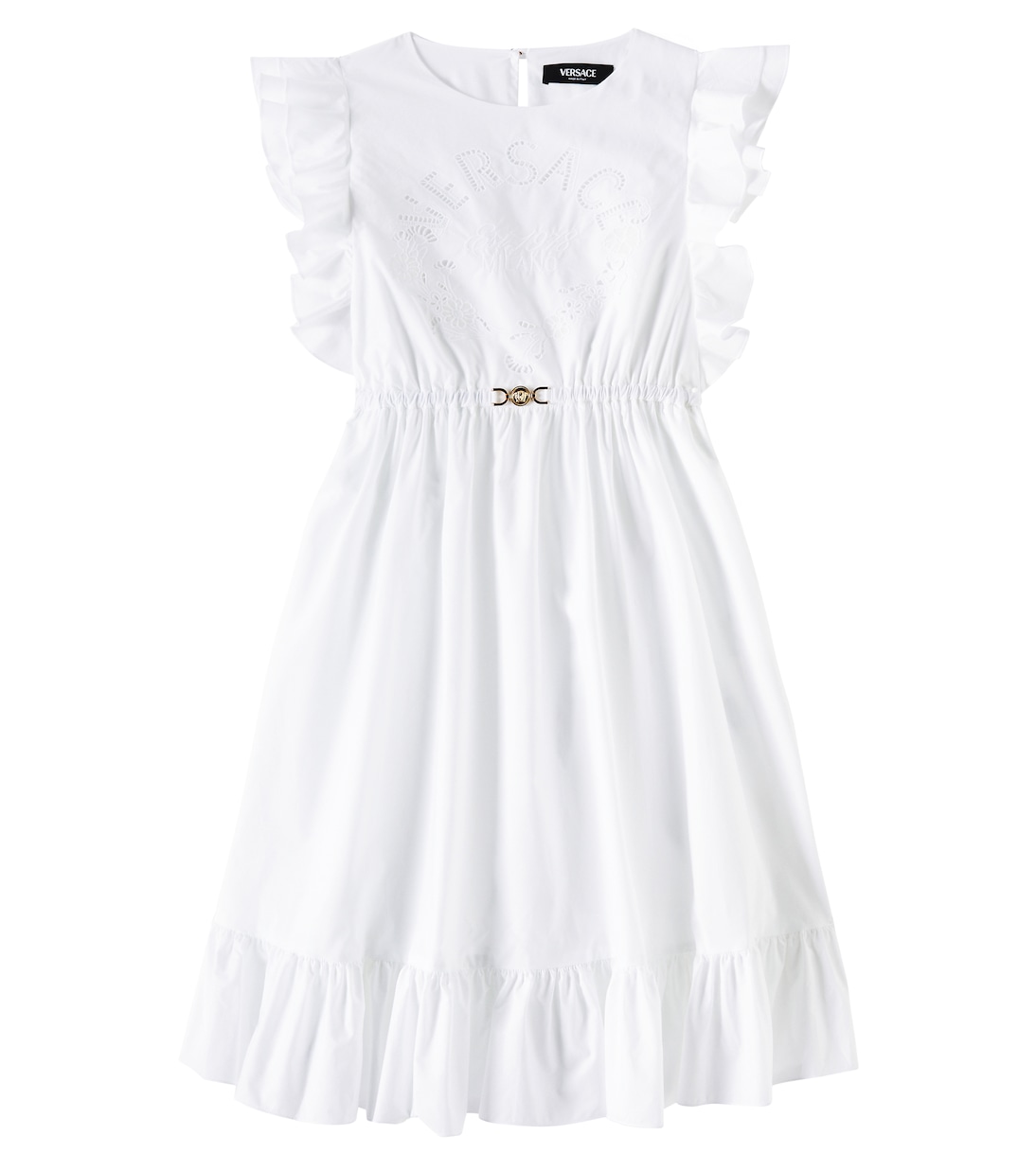 Besticktes Kleid aus Baumwollpopeline | Versace Kids