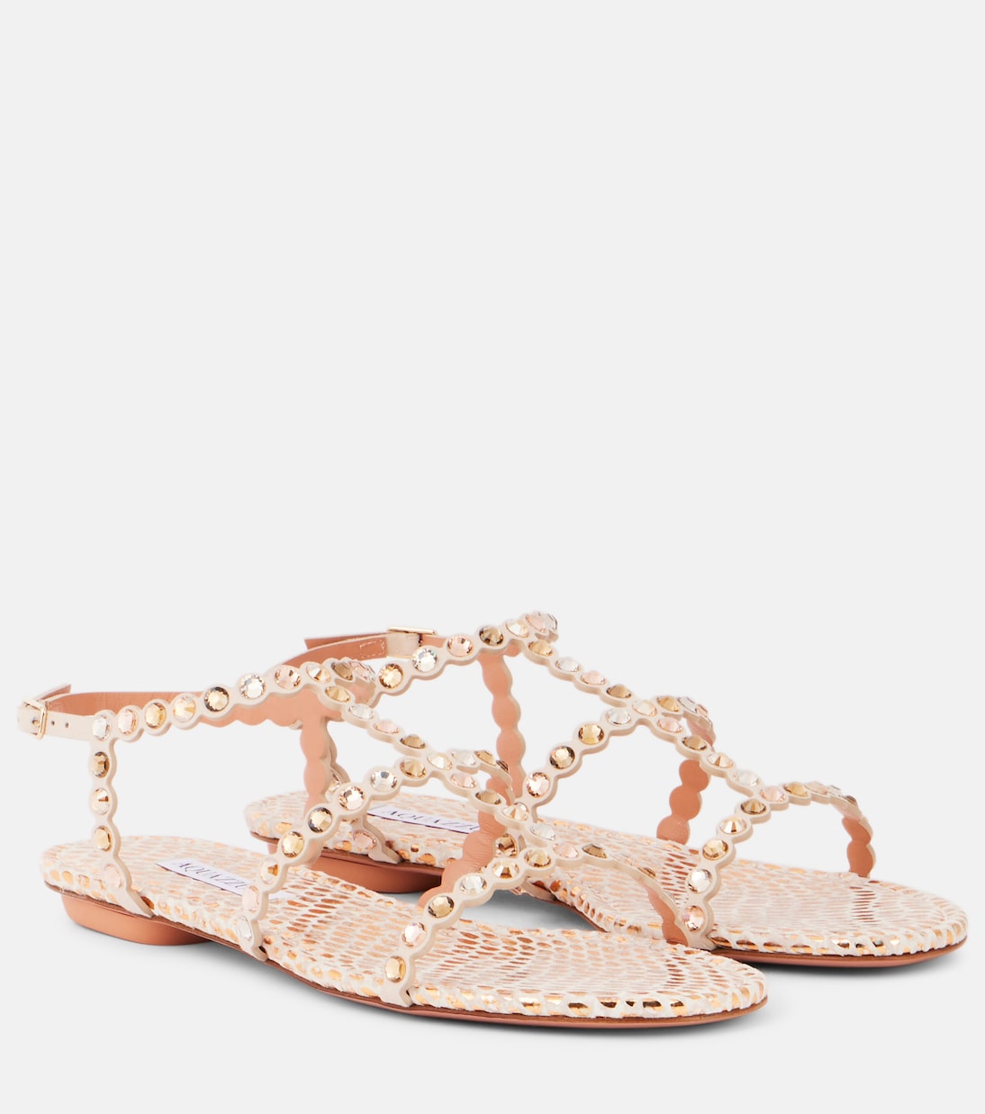 Sandalen Tequila aus Leder mit Kristallen | Aquazzura