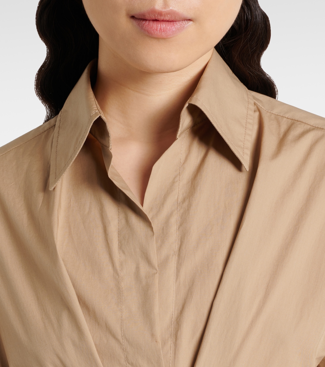 Vestido camisero de algodón con cinturón | Brunello Cucinelli