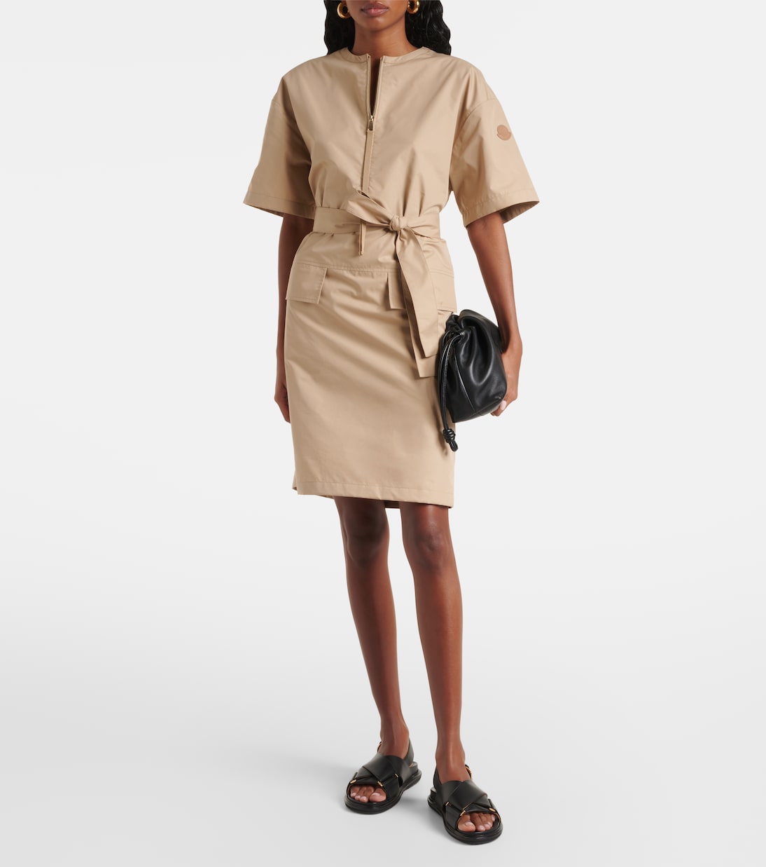 Abito corto in misto cotone con cintura | Moncler