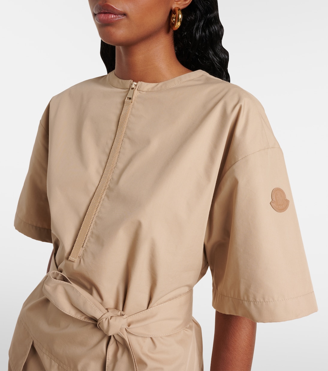 Abito corto in misto cotone con cintura | Moncler