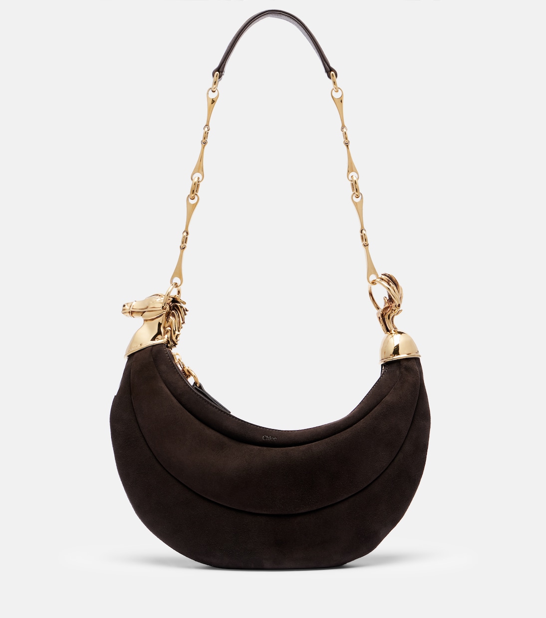 Borsa a spalla Chain Horse Small in suede | Chloé