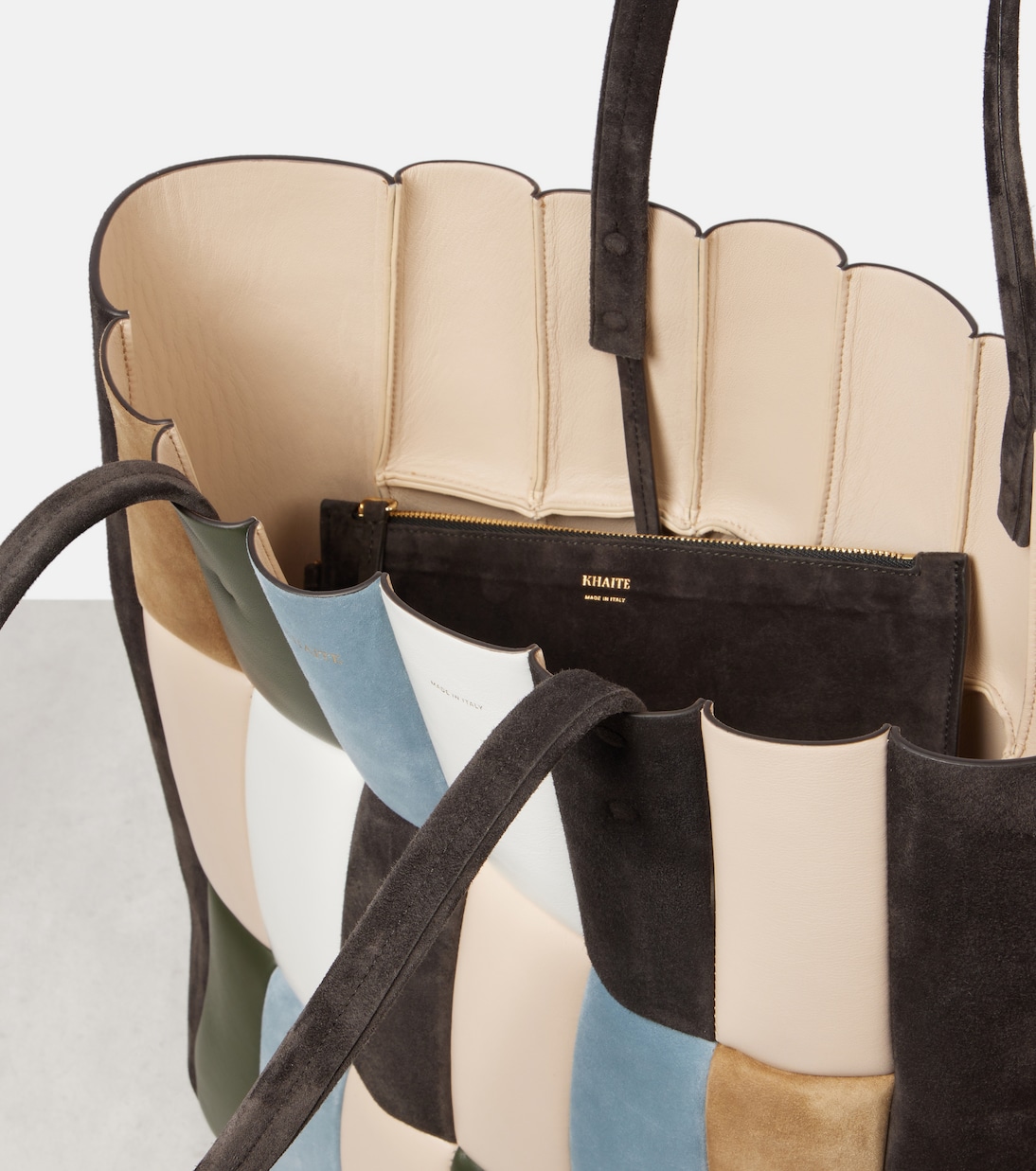 Zoe Large patchwork leather tote bag | Khaite