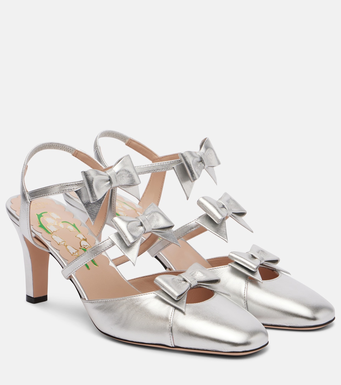 Slingback-Pumps Bowow 75 aus Metallic-Leder | Valentino Garavani