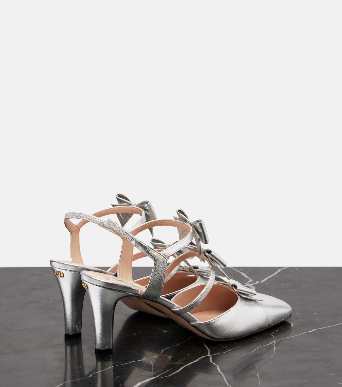 Slingback-Pumps Bowow 75 aus Metallic-Leder | Valentino Garavani