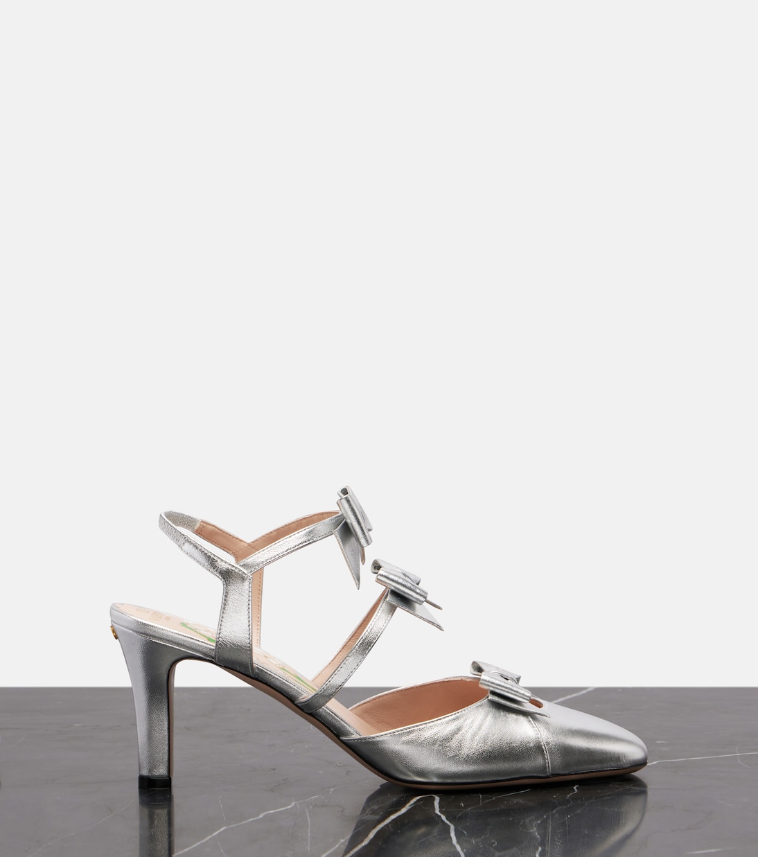 Slingback-Pumps Bowow 75 aus Metallic-Leder | Valentino Garavani