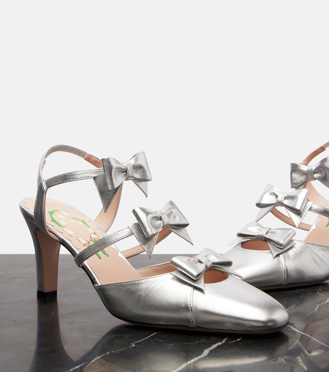 Slingback-Pumps Bowow 75 aus Metallic-Leder | Valentino Garavani