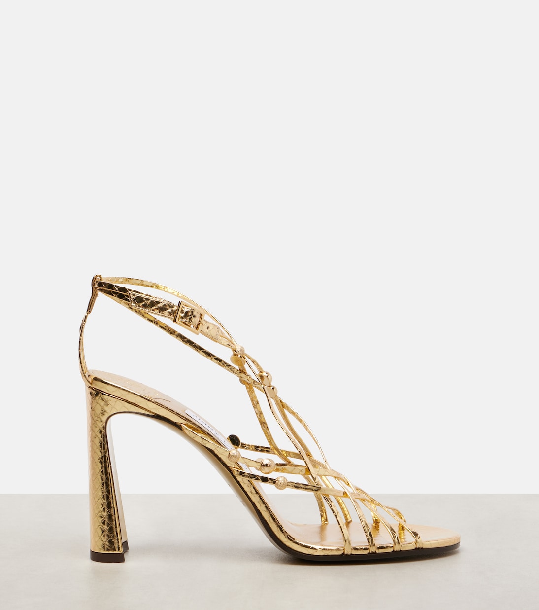 Felice 95 beaded metallic leather sandals | Jimmy Choo