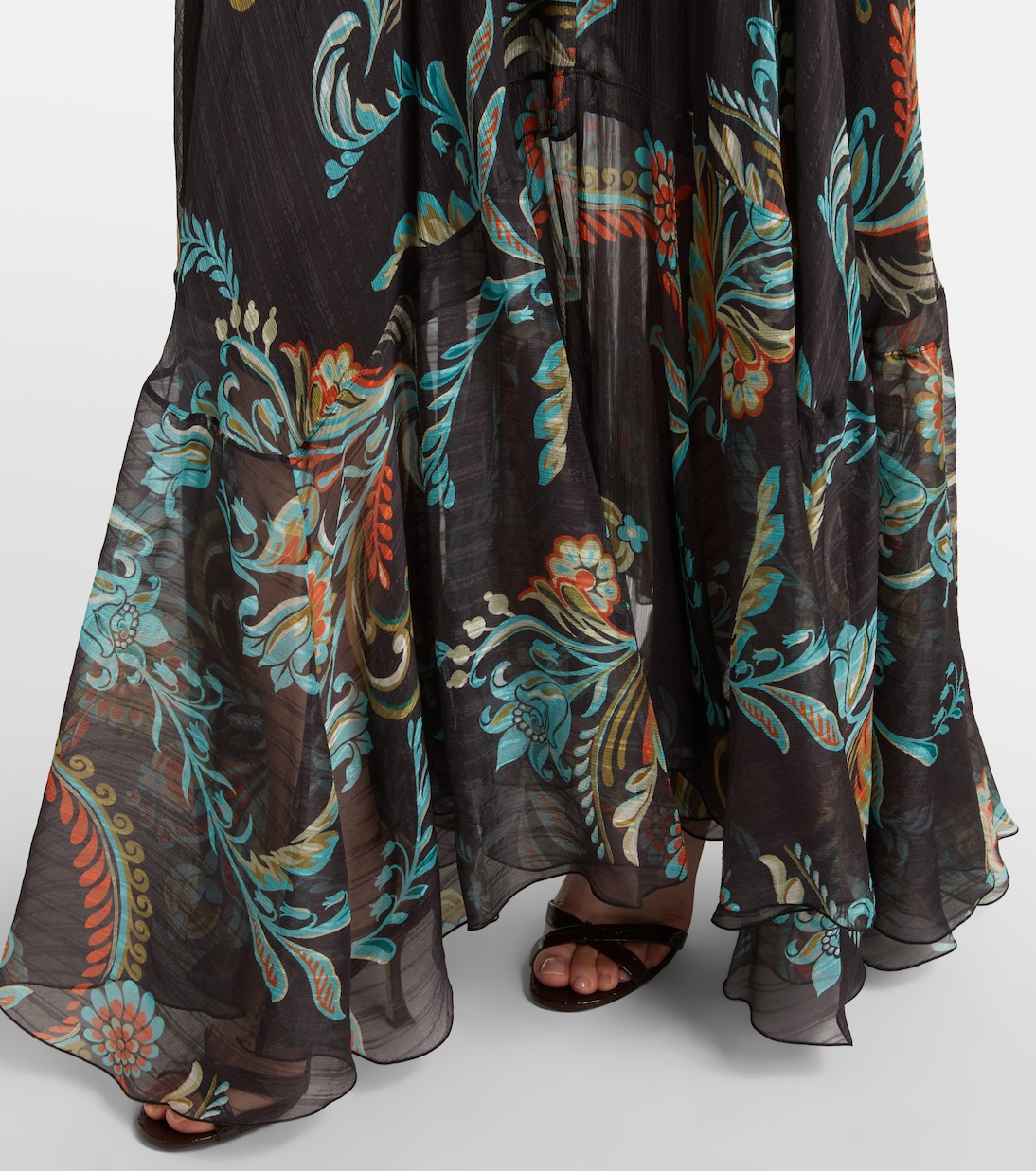 Printed silk satin maxi skirt | Etro